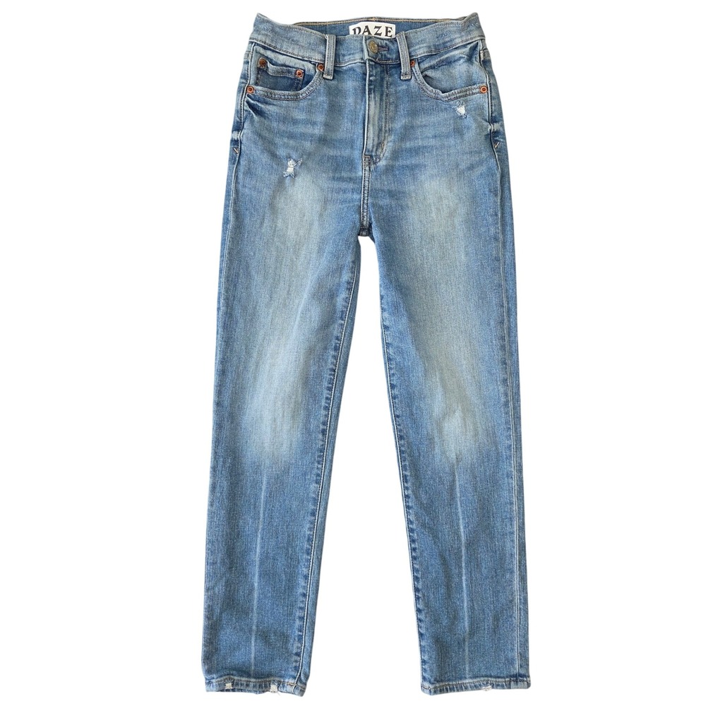 Daze Denim Jeans High Rise Distressed Light Wash Size 25 Casual Boho Everyday